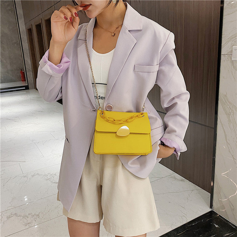 European And American Style PU Handbag Pure Color Chain