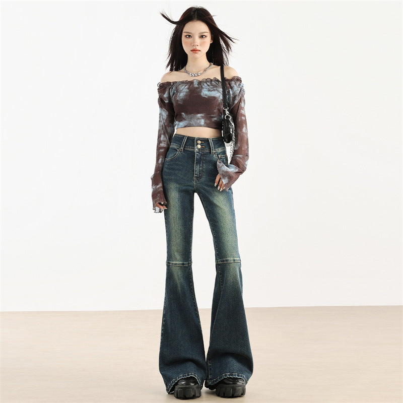 Women's Retro Double-button Skinny Jeans