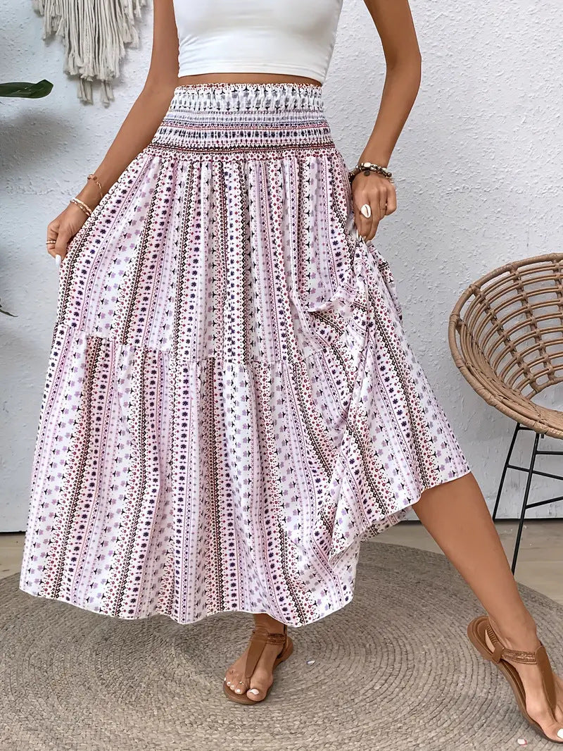 Summer Women's Comfort And Casual Beach Print Skirt