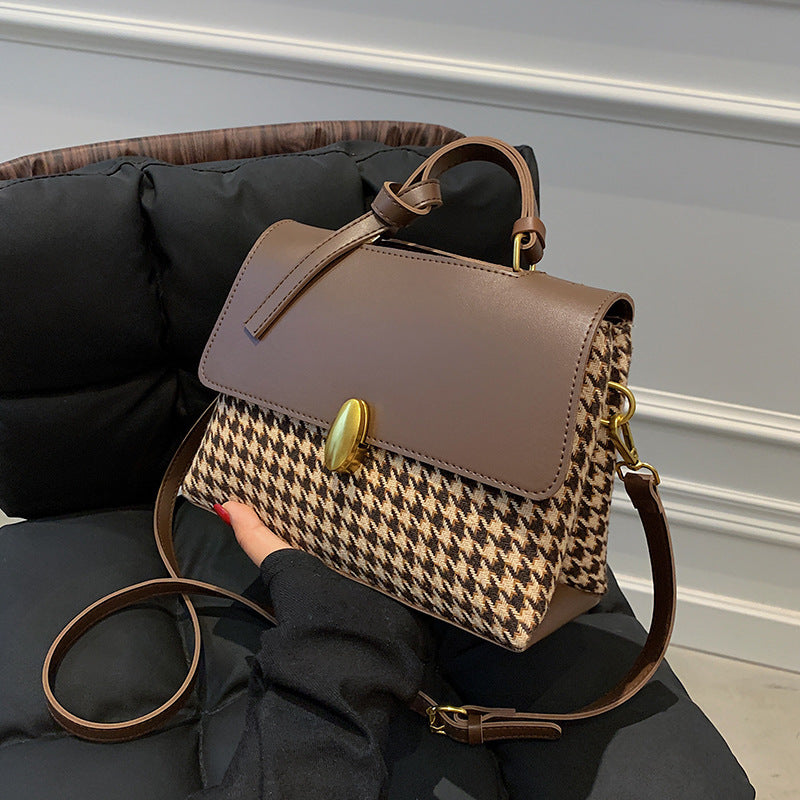 Color Niche Check Handbag Western Style Messenger Bag