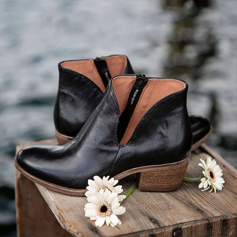 Pigskin Solid Color Mid Cut Martin Boots