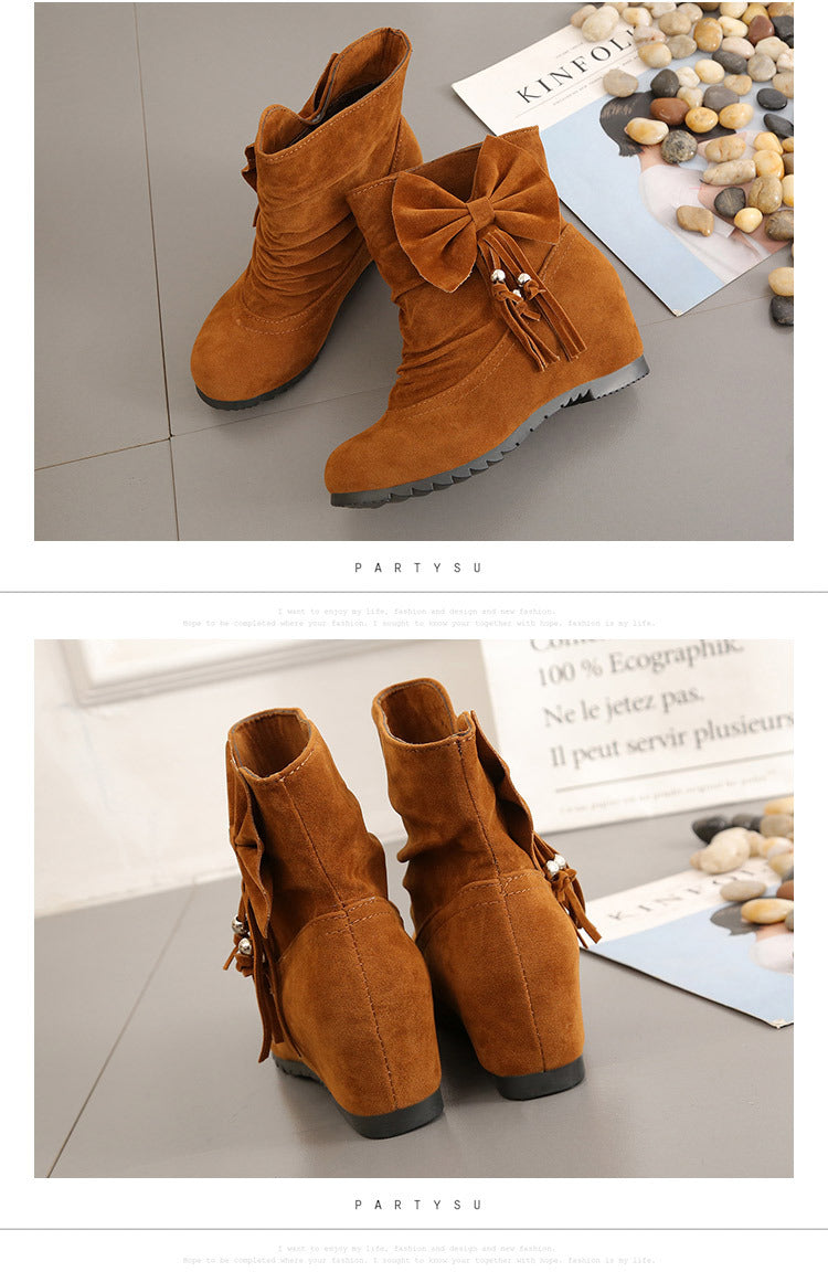 Women's Short Boots With Inner Bow