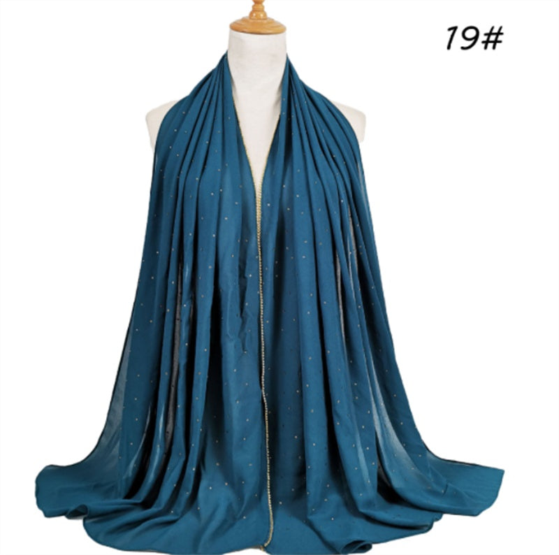 Summer Chiffon 70X180cm Pearl Beaded Scarf