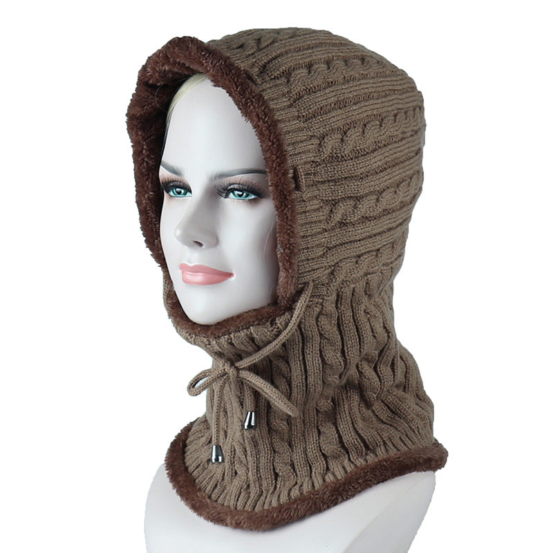 Women's Plus Velvet Knitted One-piece Woolen Hat