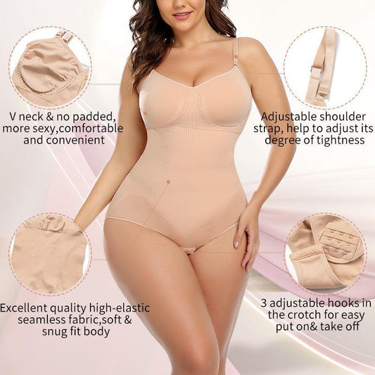Women's Thin With Shoulder-straps Solid Color Belly And Waist Shaping Jumpsuit