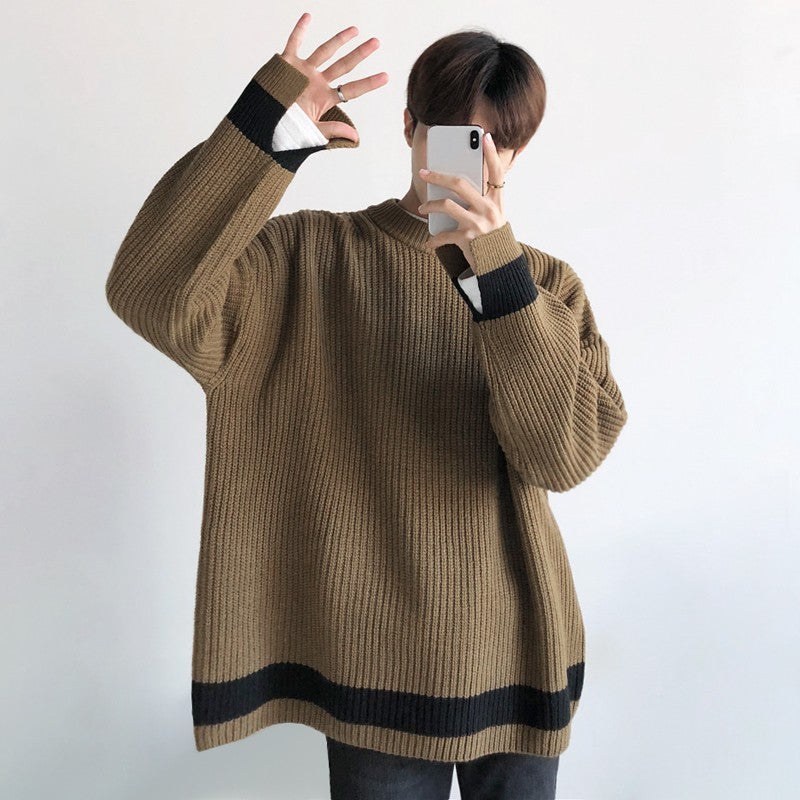 Winter Round Neck Sweater Men's Thick Section