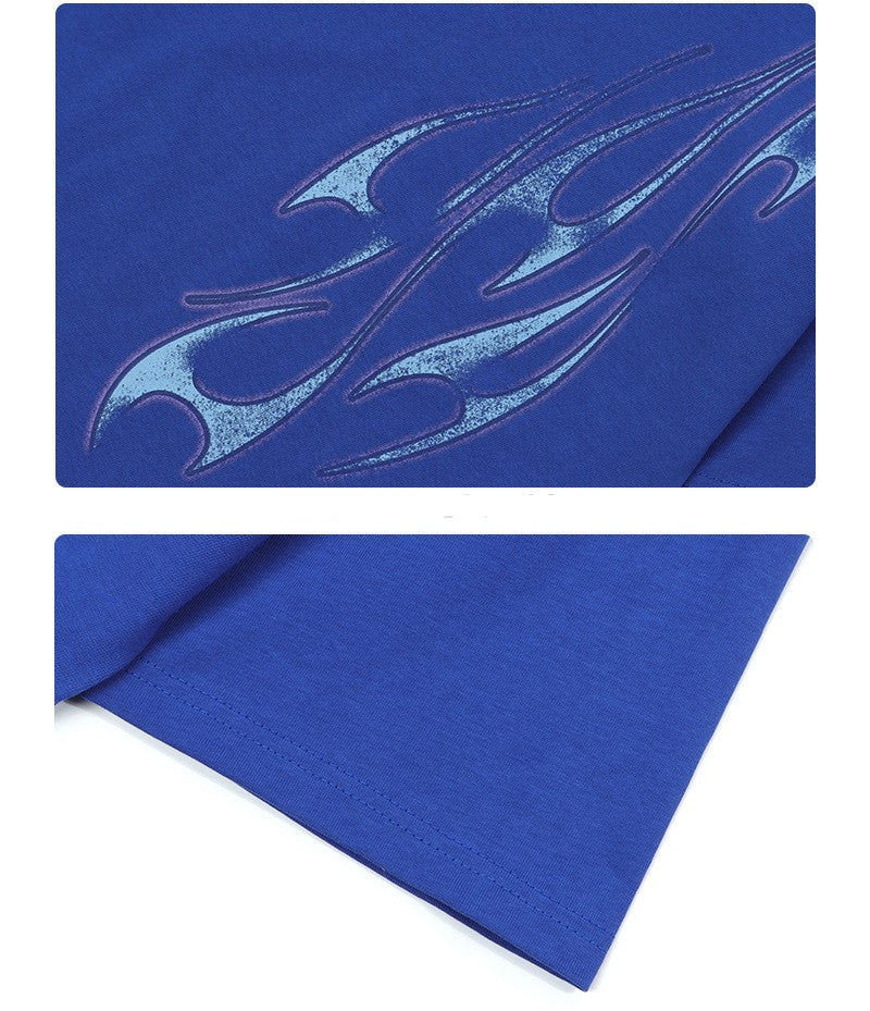 Street Retro Trendy Mærke Kortærmet T-shirt med Bogstavtryk