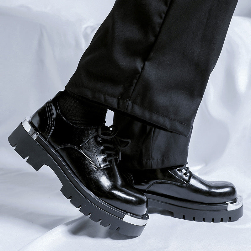 Fashionable Thick-Soled Height-Boosting Men's Leather Shoes