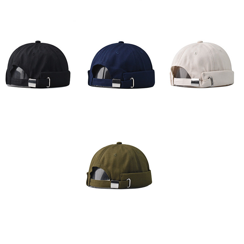 Men's And Women's Retro Versatile Solid Color Brimless Hat