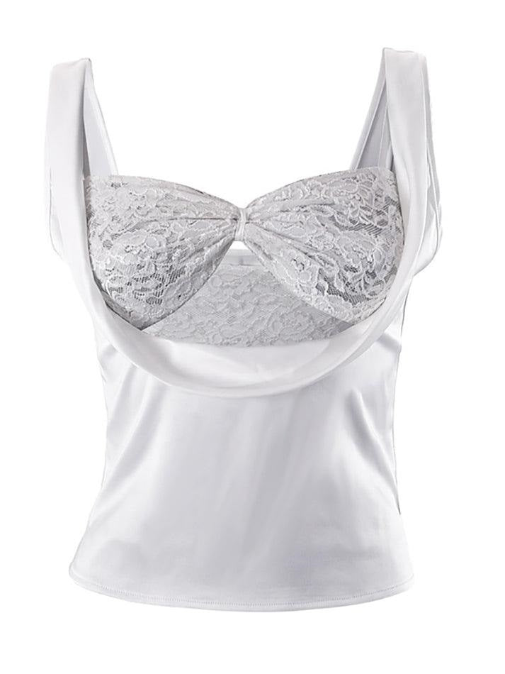 Sleeveless Lace Bra Short Low-cut Top Two-piece Set