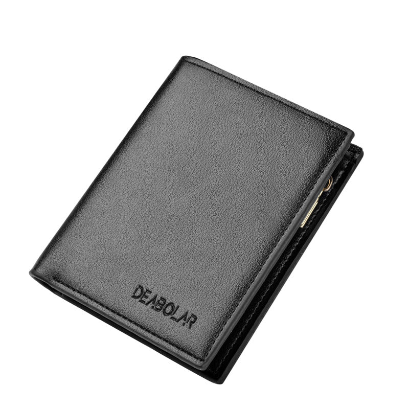 Men's Fashion Simple Tri-fold Zipper Money Clip Multi-card Space