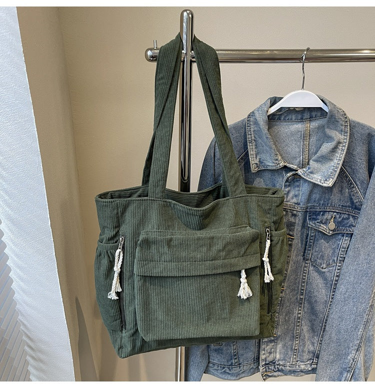 Corduroy Casual Versatile Large Capacity Bag
