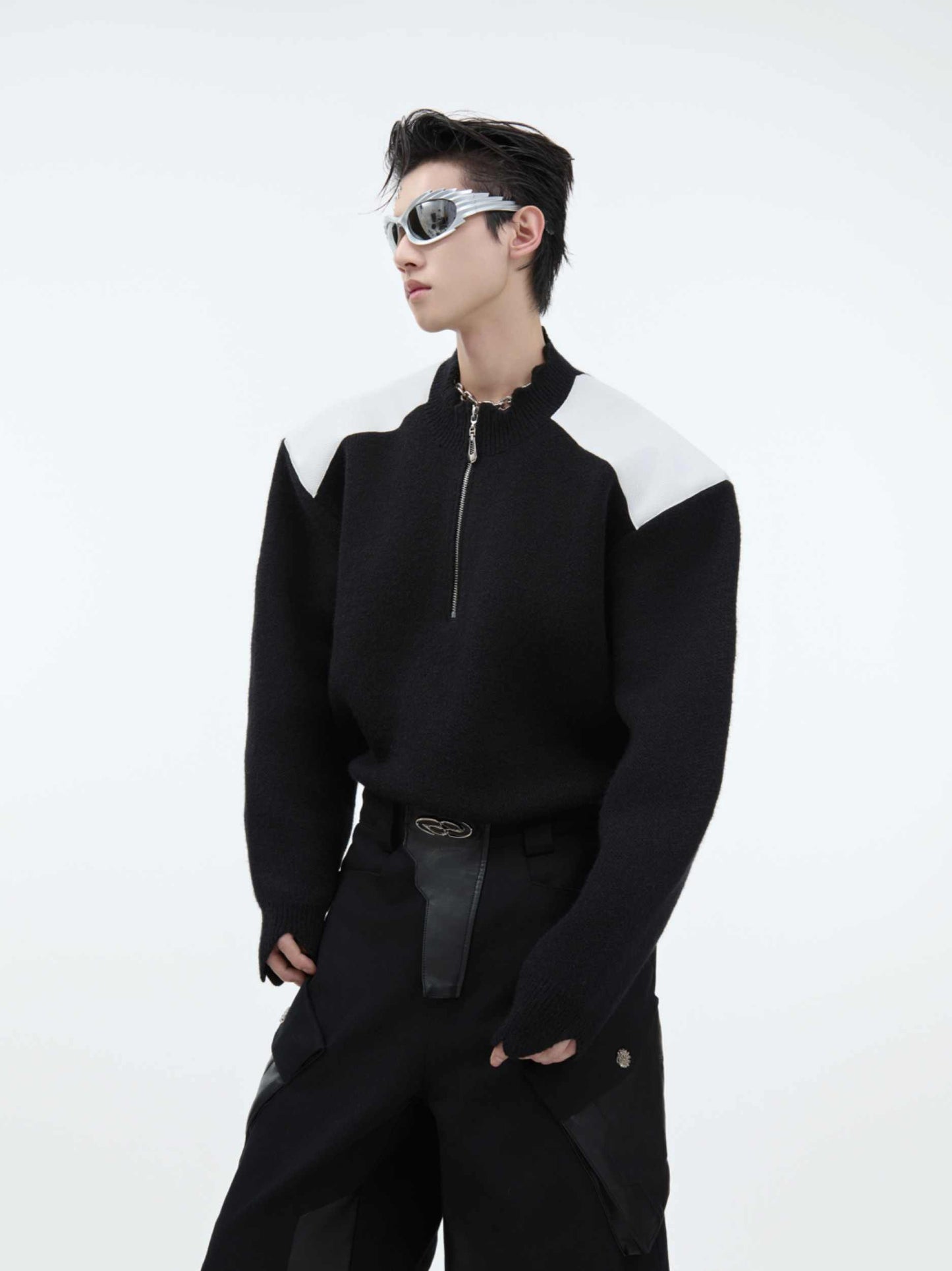 Winter Niche Deconstruction Splicing Knitwear