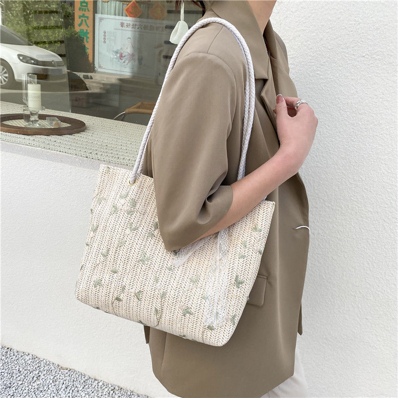 Women's Straw Woven Western Style One Shoulder Underarm Bag