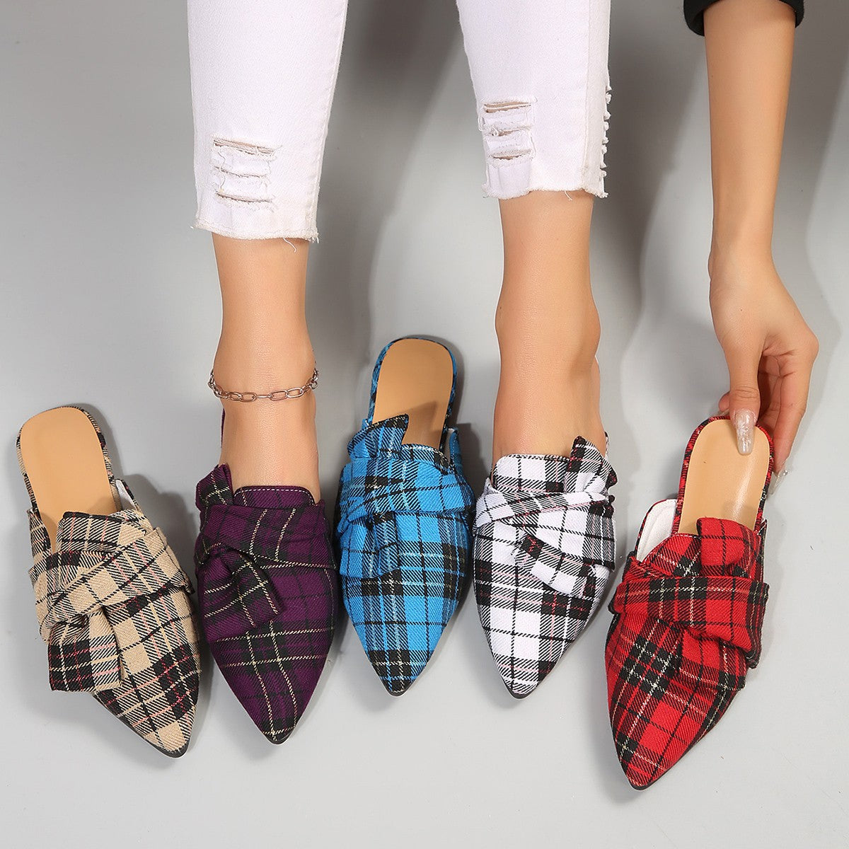 Summer Pointed Flat Semi Slippers