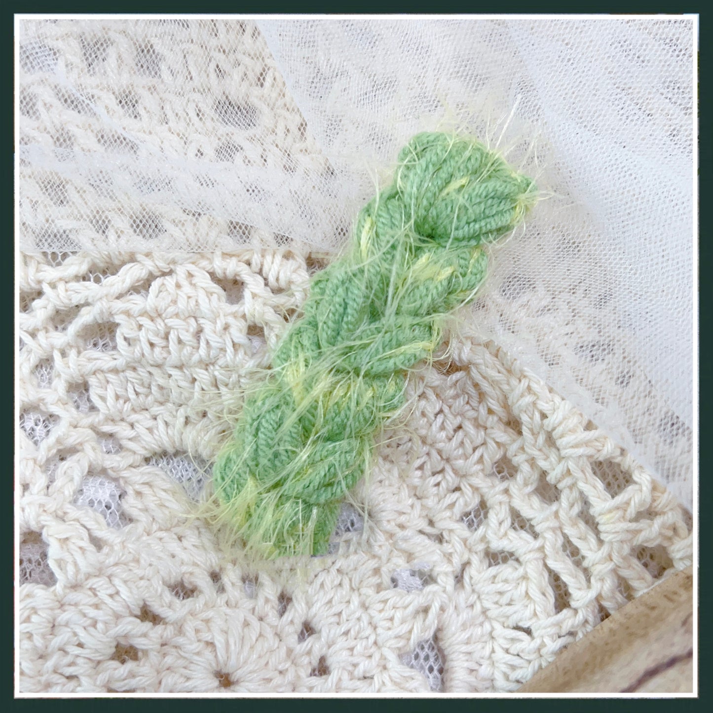 Hand Crocheted Yarn Weaving Vintage Embroidery Barrette