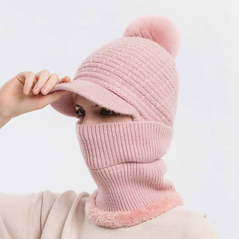 Women's Plush Thickened Warm Knitted Hat Ear Shield