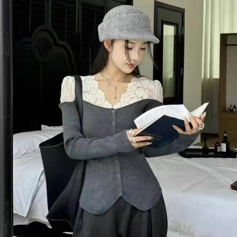 Sexy New Crochet Lace Shoulder Sweater
