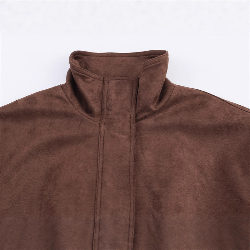 Womens Stylish And Minimalist Suede Jacket Coat