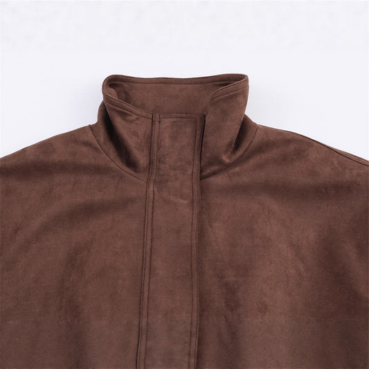 Womens Stylish And Minimalist Suede Jacket Coat