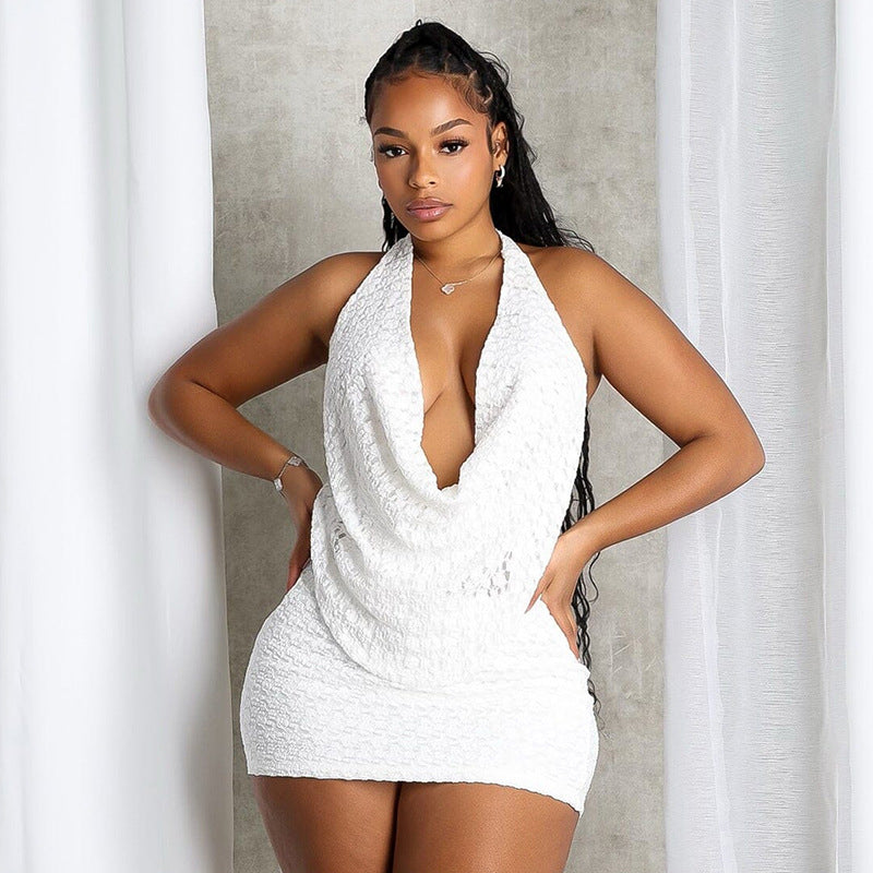 Sleeveless Backless Top With Bodycon Skirt Two-piece Set