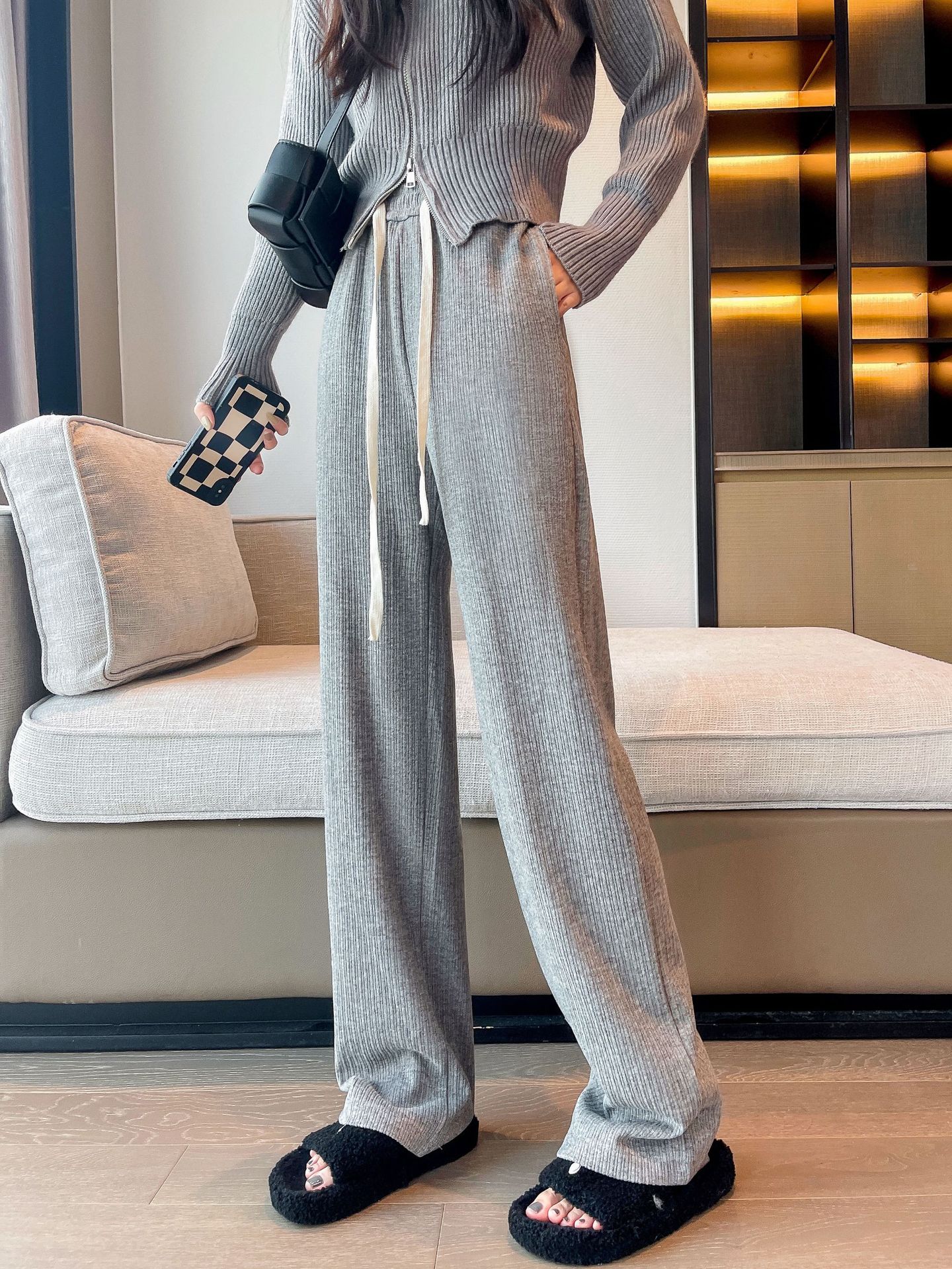 Cashmere Wide-leg Pants Women's High Waist Loose