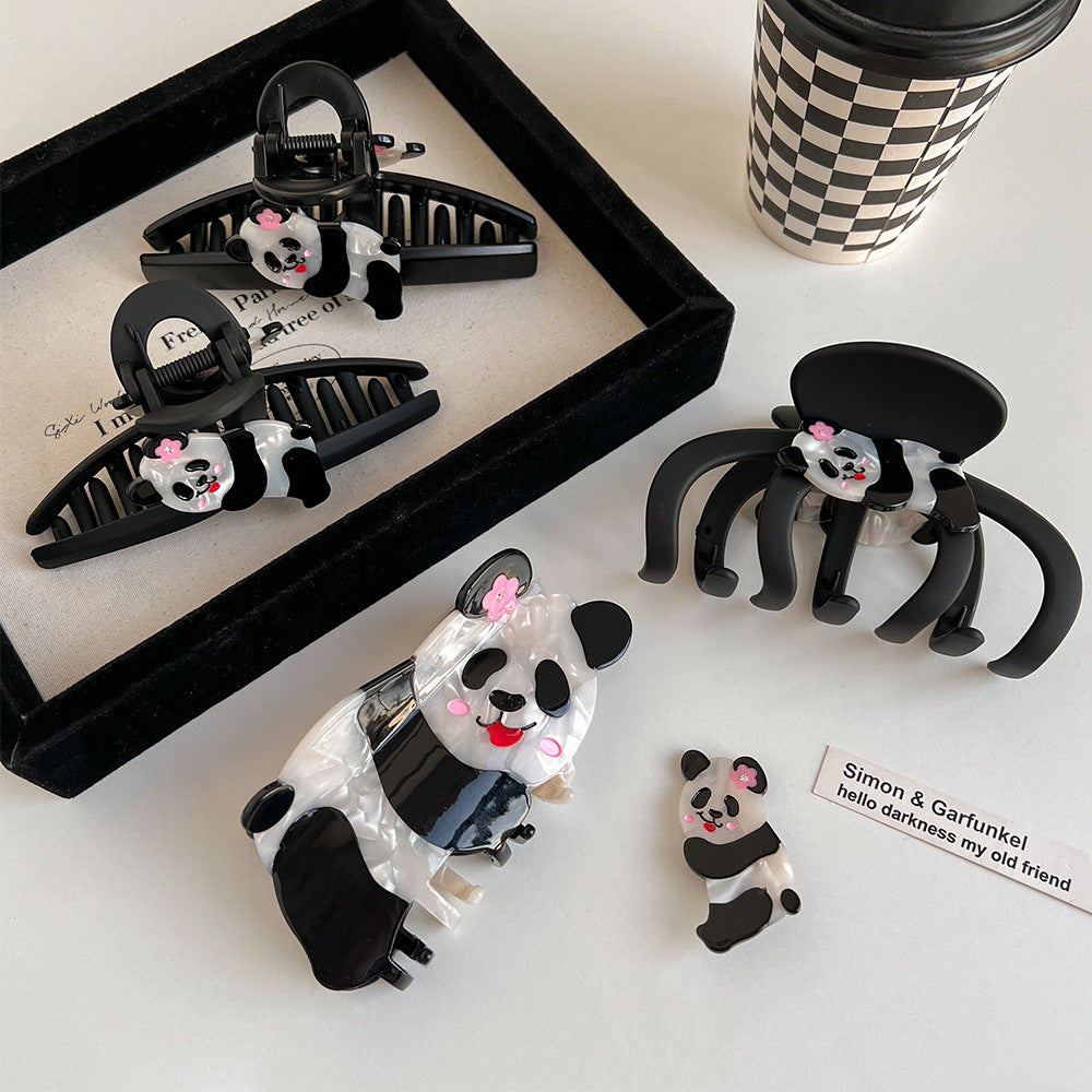 Plastic Cartoon Panda Acetate Grip Cute Animal Hair Claw Young Girl Personalized Barrettes Bang Side Shark Clip
