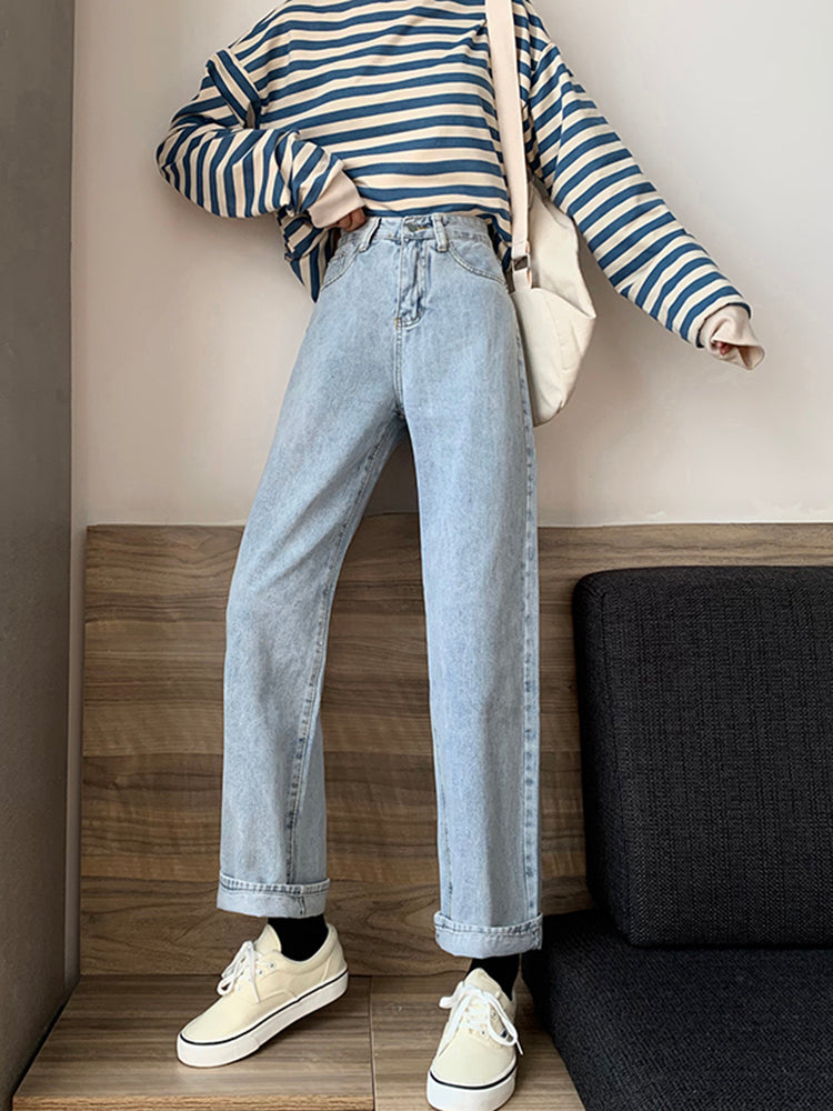 Women's Loose High Waist Slimming High Mopping Jeans