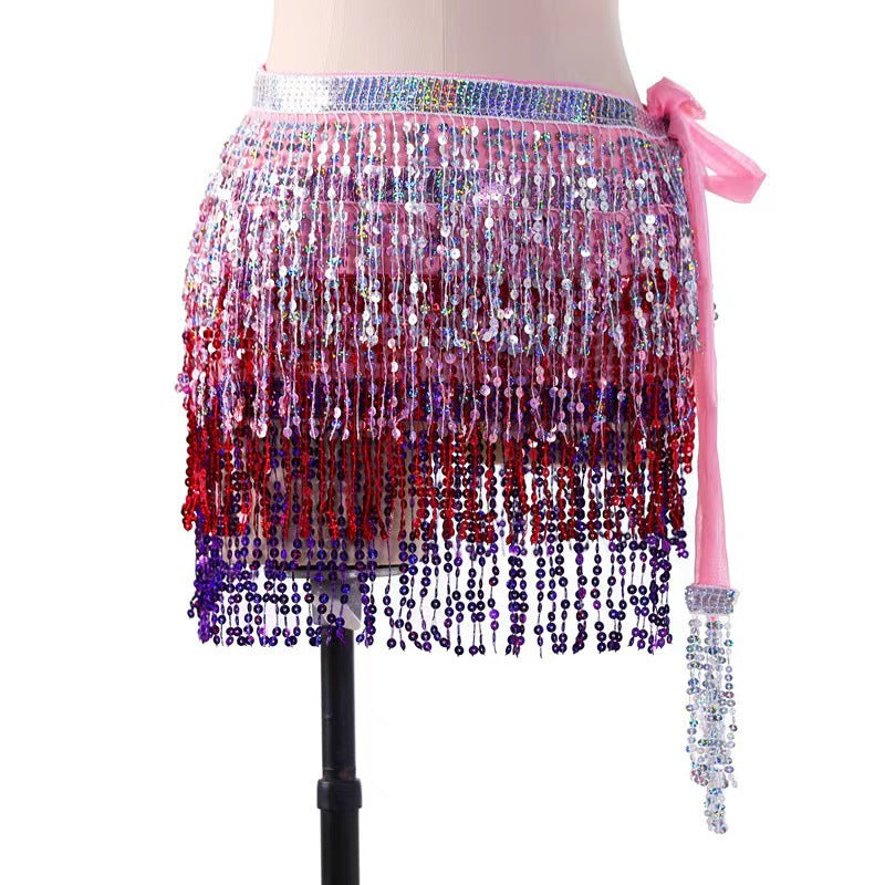 Halloween Indian Dance Hip Scarf Bohemia Sequins