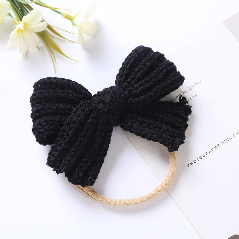 European And American Wool Bow Baby Nylon Hair Band