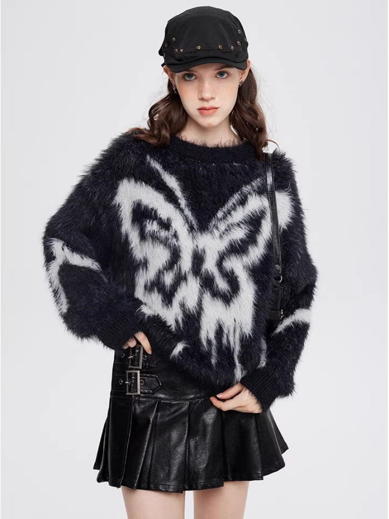 Women's Headgear Butterfly Jacquard Sweater Sweater