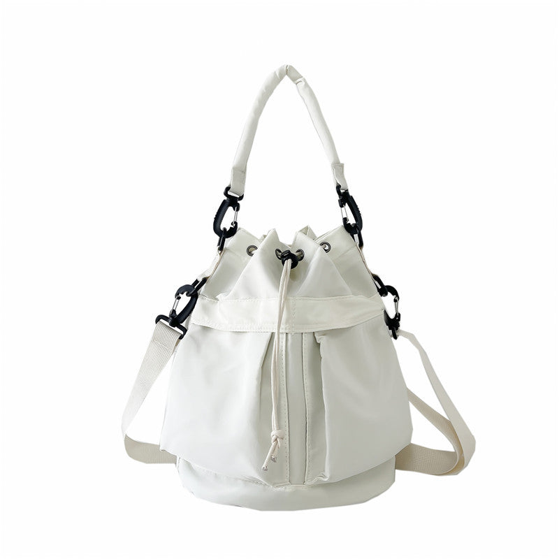 Waterproof Nylon Cloth Drawstring Bucket Bag Large Capacity