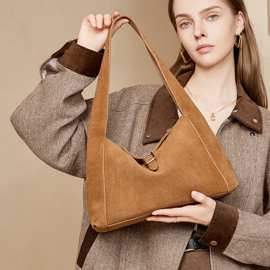 Suede-textured Lightweight And Stylish Womens Premium Single-shoulder Bag