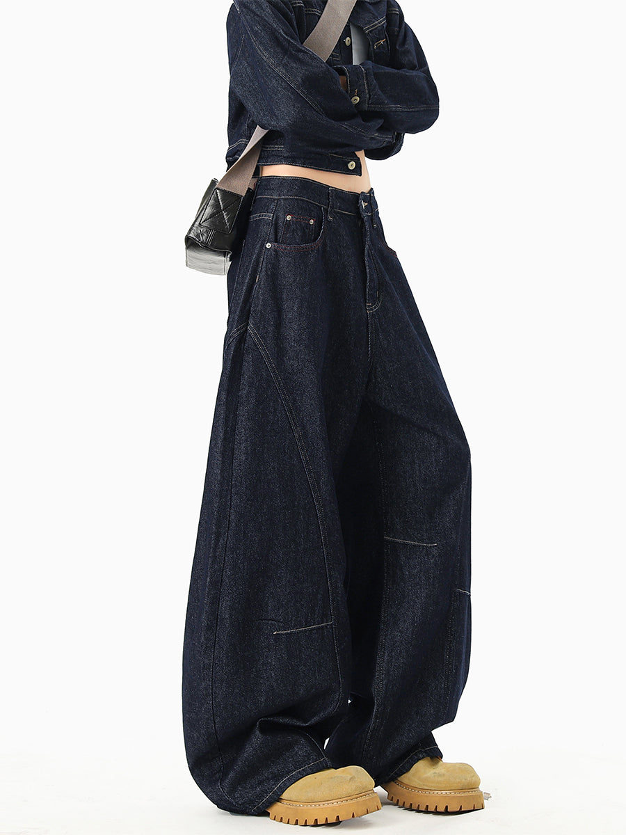 American-style Machete-cut Denim Jeans Retro And Relaxed-fit