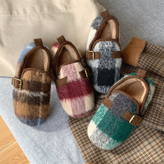 Women's Retro Plaid Cotton Slippers