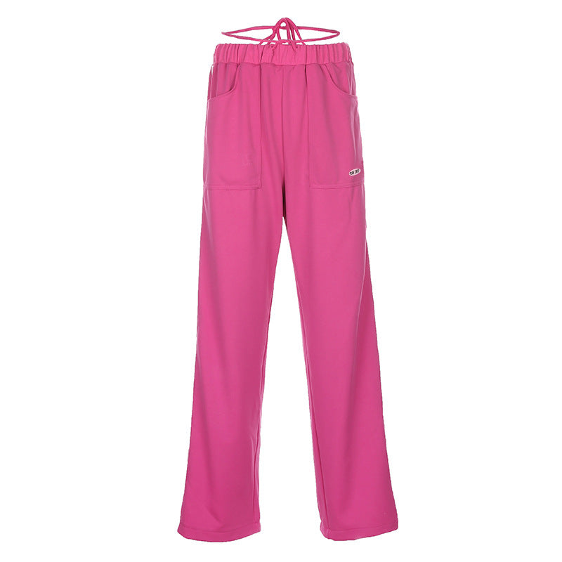 Women's Hollow Out Embroidery Straight Leg Pants Summer