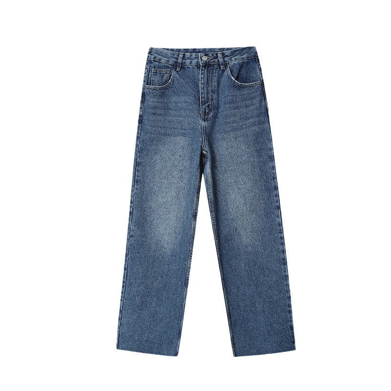 Retro High Waist Slimming And Wide Leg Jeans