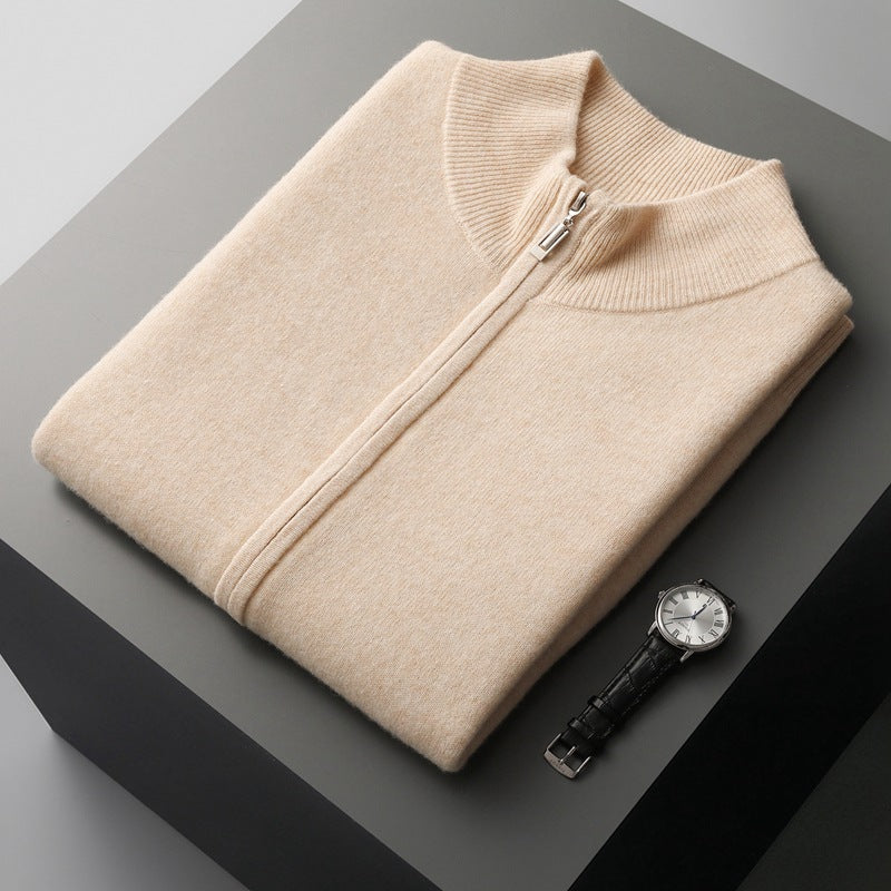 Men's Zipper Width Mock Neck Sweater Cardigan Vest