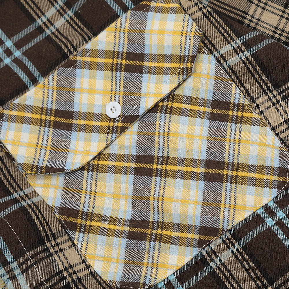 Plaid Long-sleeved Shirt Men's Trendy High Street Design Sense