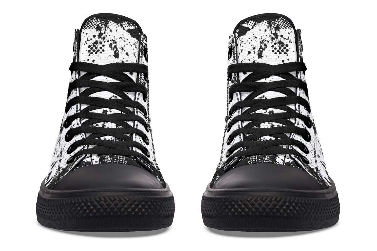 Men's And Women's Fashion Color Printing High-top Canvas Shoes