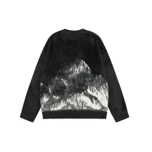 Heavy American Retro Furry Round Neck Sweater