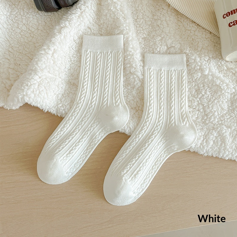 Womens Fleece-Lined Winter Cable-Knit Stockings