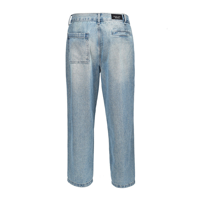 INS Same Retro Hip-hop Hip-hop Light Blue Tooling Retro Dad Jeans