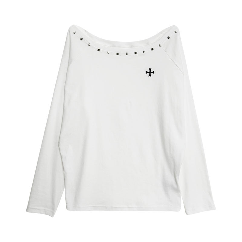 Long Sleeve Women's Loose High-grade Off-shoulder Shoulder-baring Top