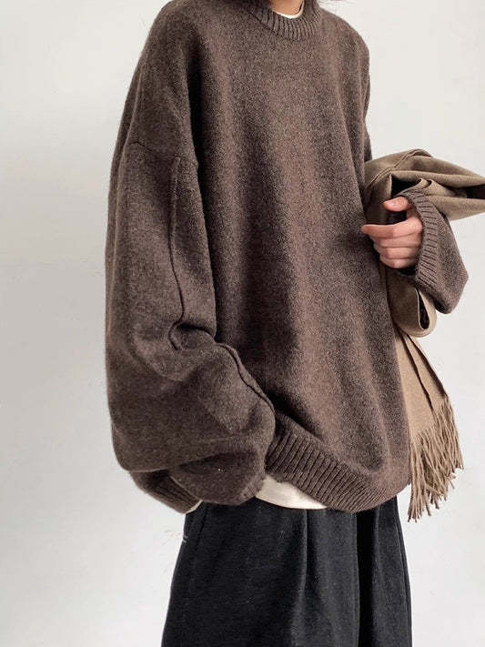Japanese-style Retro Solid Color Knitwear Sweater For Men