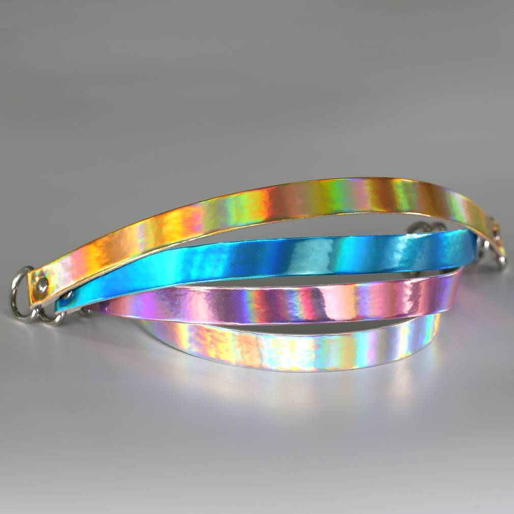 Punk Style Laser Luminous Short Concentric Love Lock Collar Neckband Collarbone Necklace