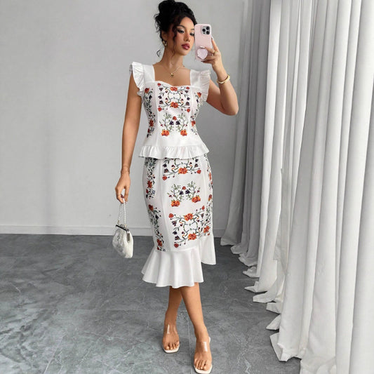 Women's Printed Top And Skirt