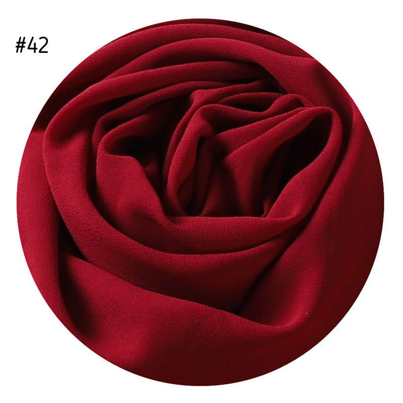 Women's Simple And Versatile Solid Color Pearl Chiffon Scarf