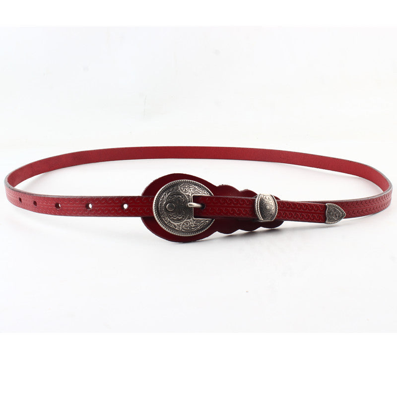 Simple And Versatile Cow Leather Narrow Belt