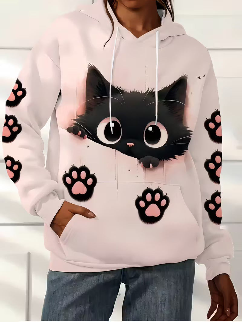 Women's Zebra-Print Casual 3D Printed Hoodie